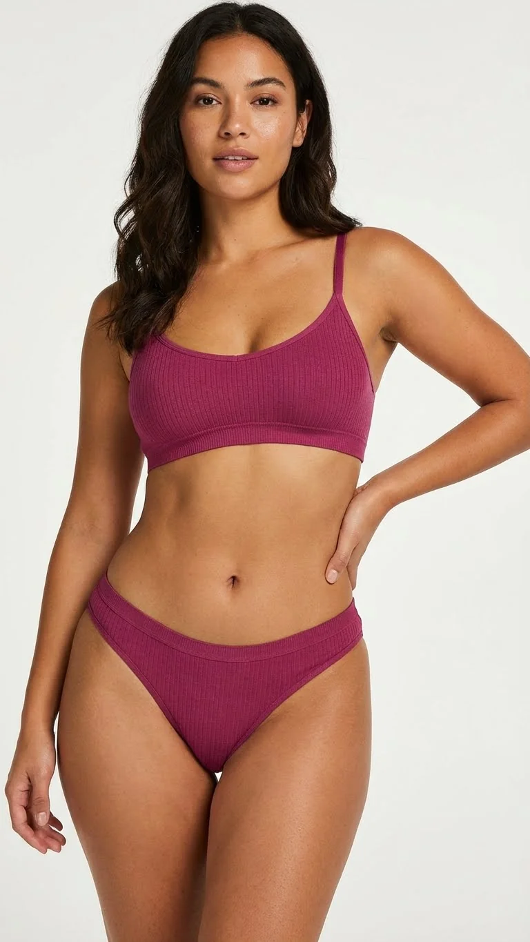 Fitilli (Ribbed) Ribana Tanga Dusty Rose - Esnek Yapı Detayı
